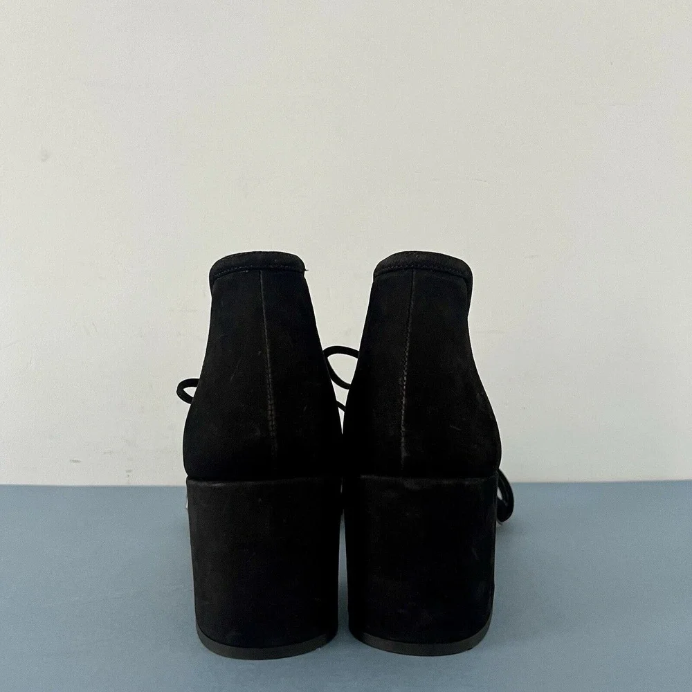 Gianni Bini Rhiaann Dress Sandals‎ Ankle Tie Black Suede Block Heels